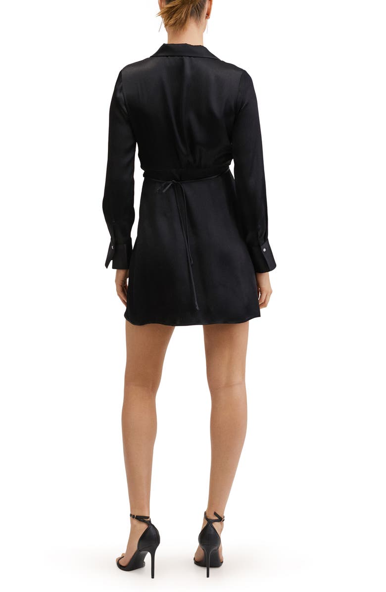 MANGO Long Sleeve Satin Wrap Dress, Alternate, color,