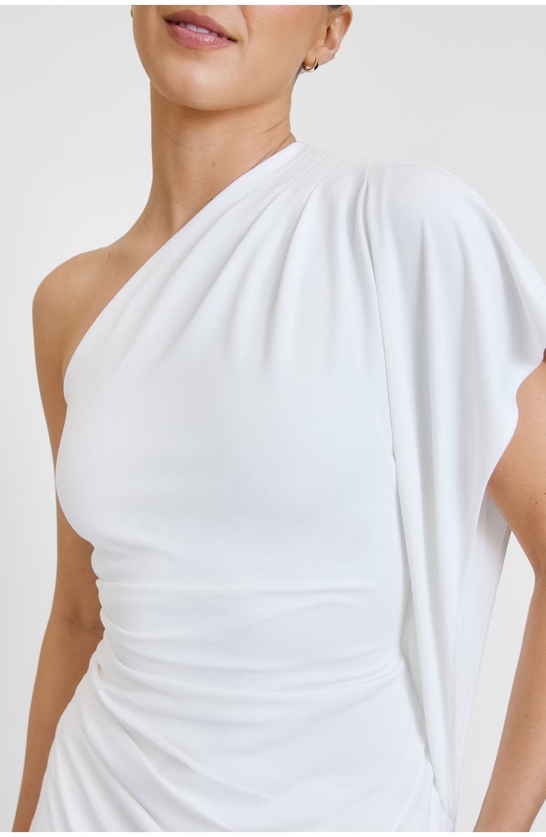Six Stories Asymmetric Drape Stretch Occasion Dress, Alternate, color, White