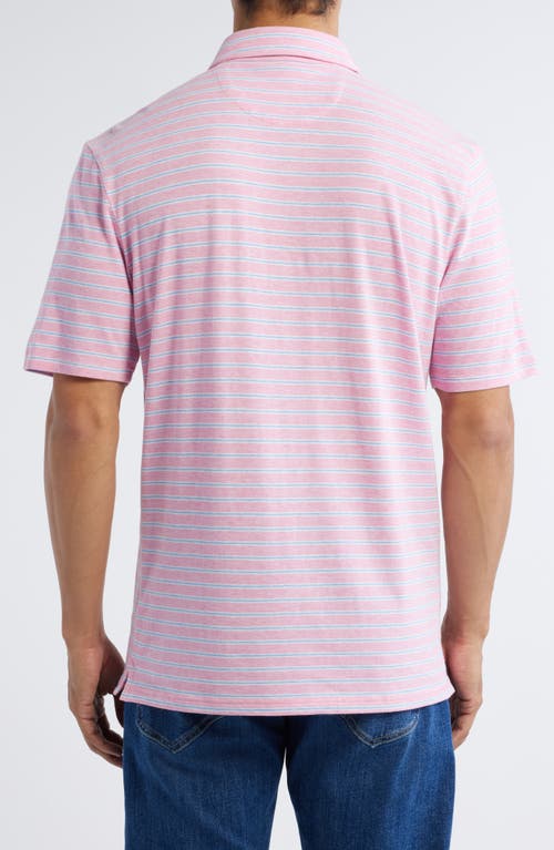 Johnnie-o Michael Stripe Performance Golf Polo In Petal
