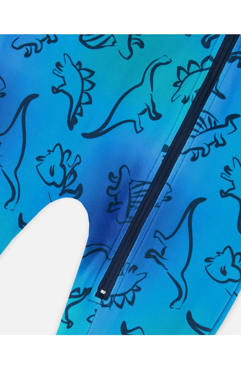 Deux par Deux One-Piece Thermal Underwear Dinosaur, Alternate, color, Blue Gradient