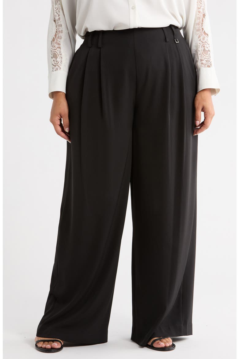 Darcy Pleated High Waist Wide Leg Pants, Main, color, BLACK