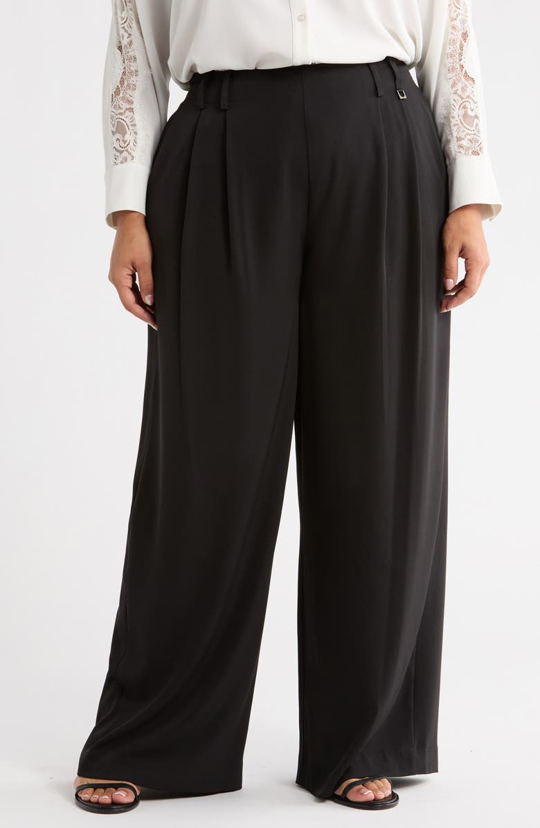 Lysse Darcy Pleated High Waist Wide Leg Pants, Main, color, Black