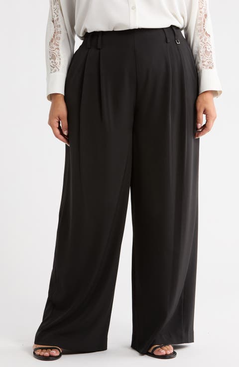 Darcy Pleated High Waist Wide Leg Pants (Plus)