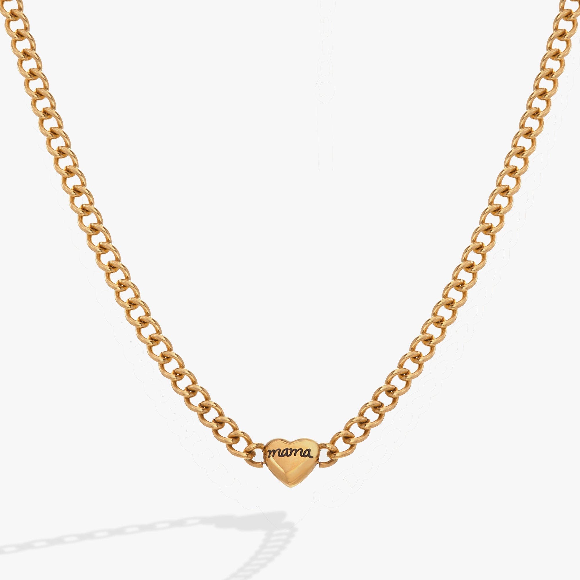 Alex and Ani Mama Curb Chain Necklace in Gold 