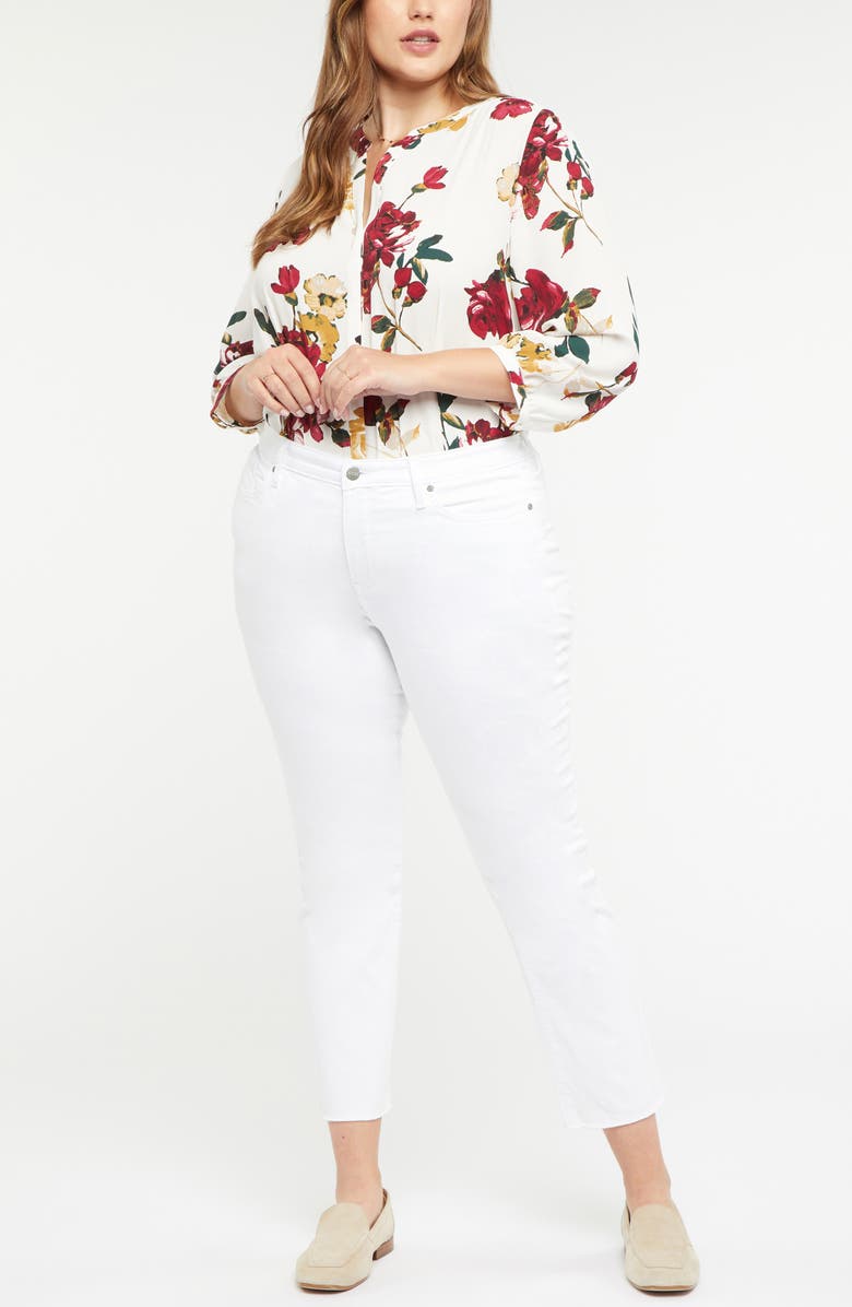 NYDJ Sheri Raw Hem Ankle Slim Jeans, Alternate, color, Optic White