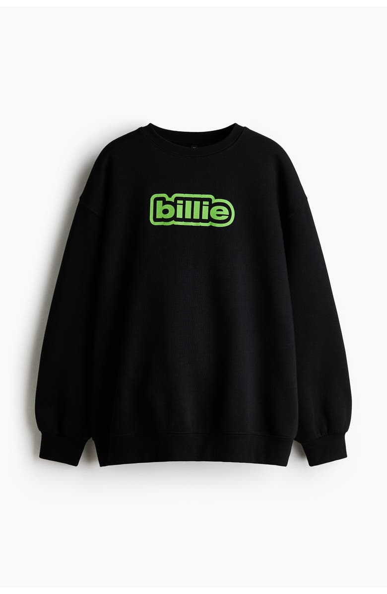 H&M Oversized Print-motif Sweatshirt, Main, color, Black/Billie Eilish