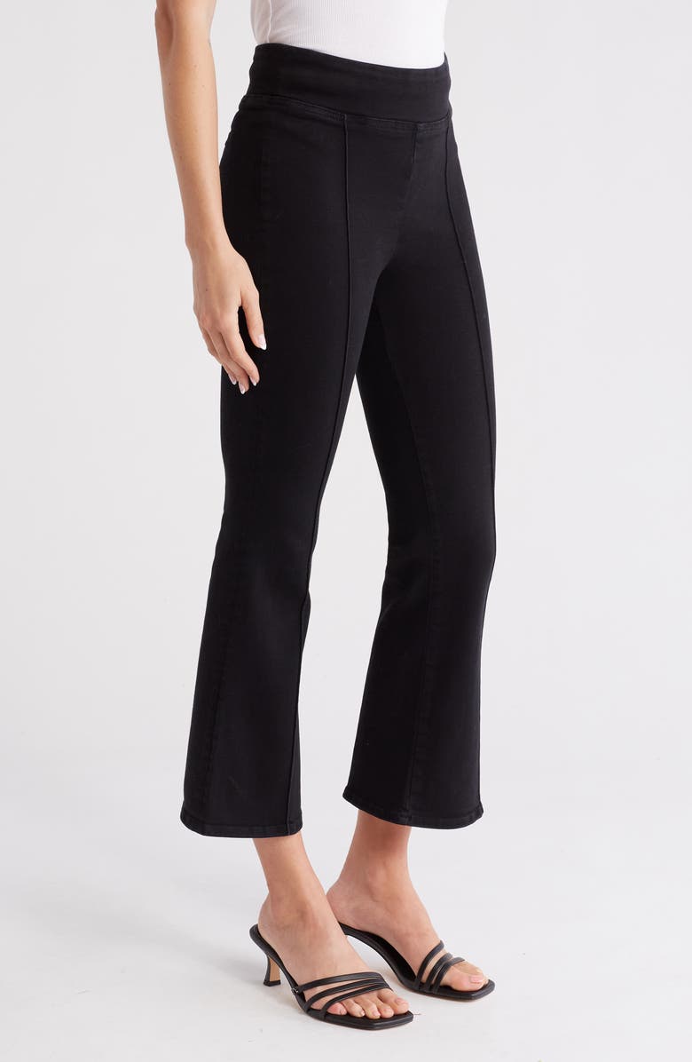 FRAME Jet Set Pintuck Crop Mini Bootcut Pull-On Jeans, Alternate, color, Sheen Noir