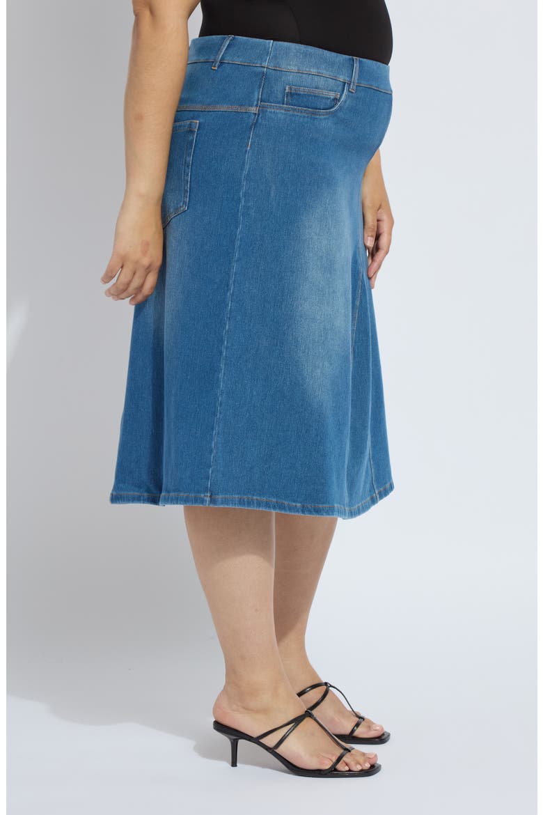'Lyssentials Bella Denim Skirt, Alternate, color, MID WASH