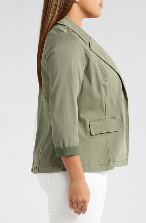Liverpool Los Angeles Fitted Open Front Twill Blazer In Martini Olive