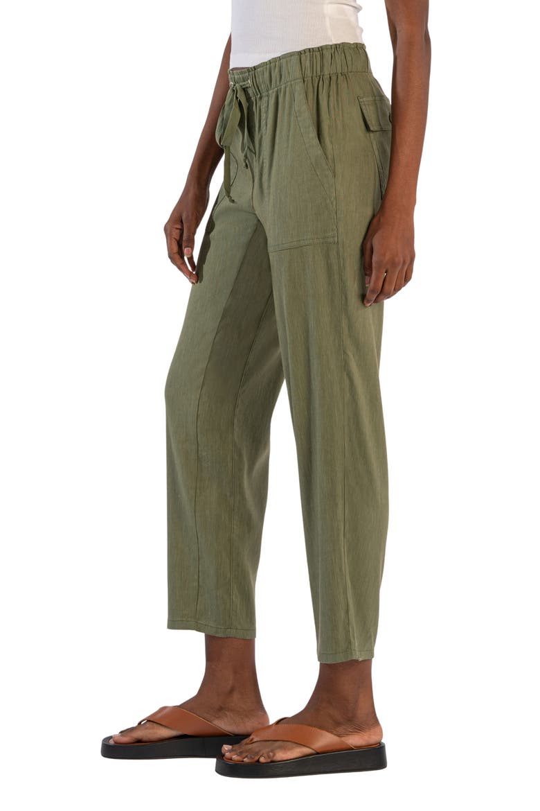 Rosalie Linen Blend Drawstring Ankle Pants, Alternate, color, FERN