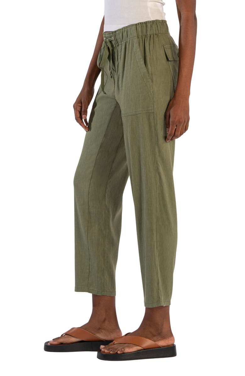 KUT from the Kloth Rosalie Linen Blend Drawstring Ankle Pants, Alternate, color, Fern
