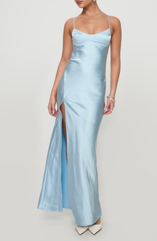 Shop Princess Polly Jazelle Satin Gown In Blue