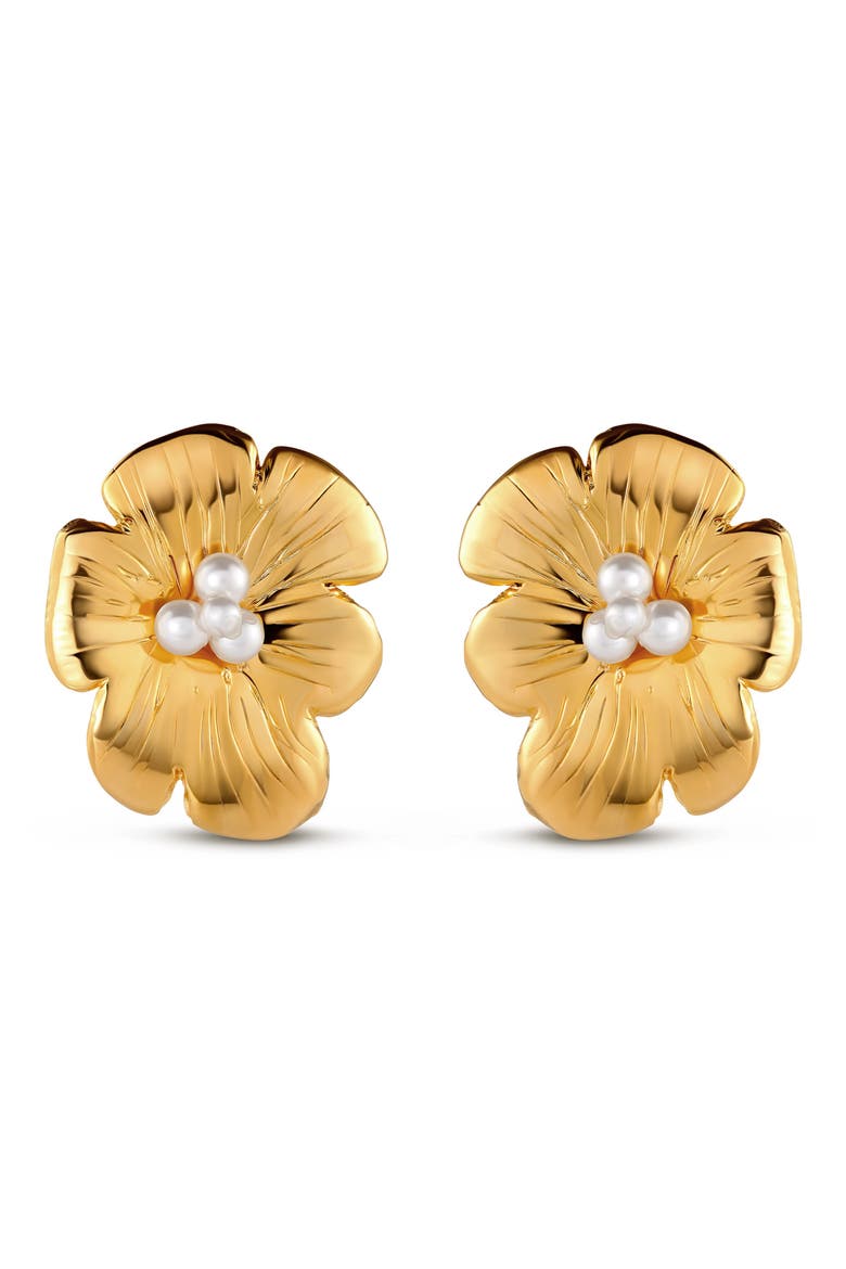 Small Poppy Stud Earrings, Main, color, 14K GOLD