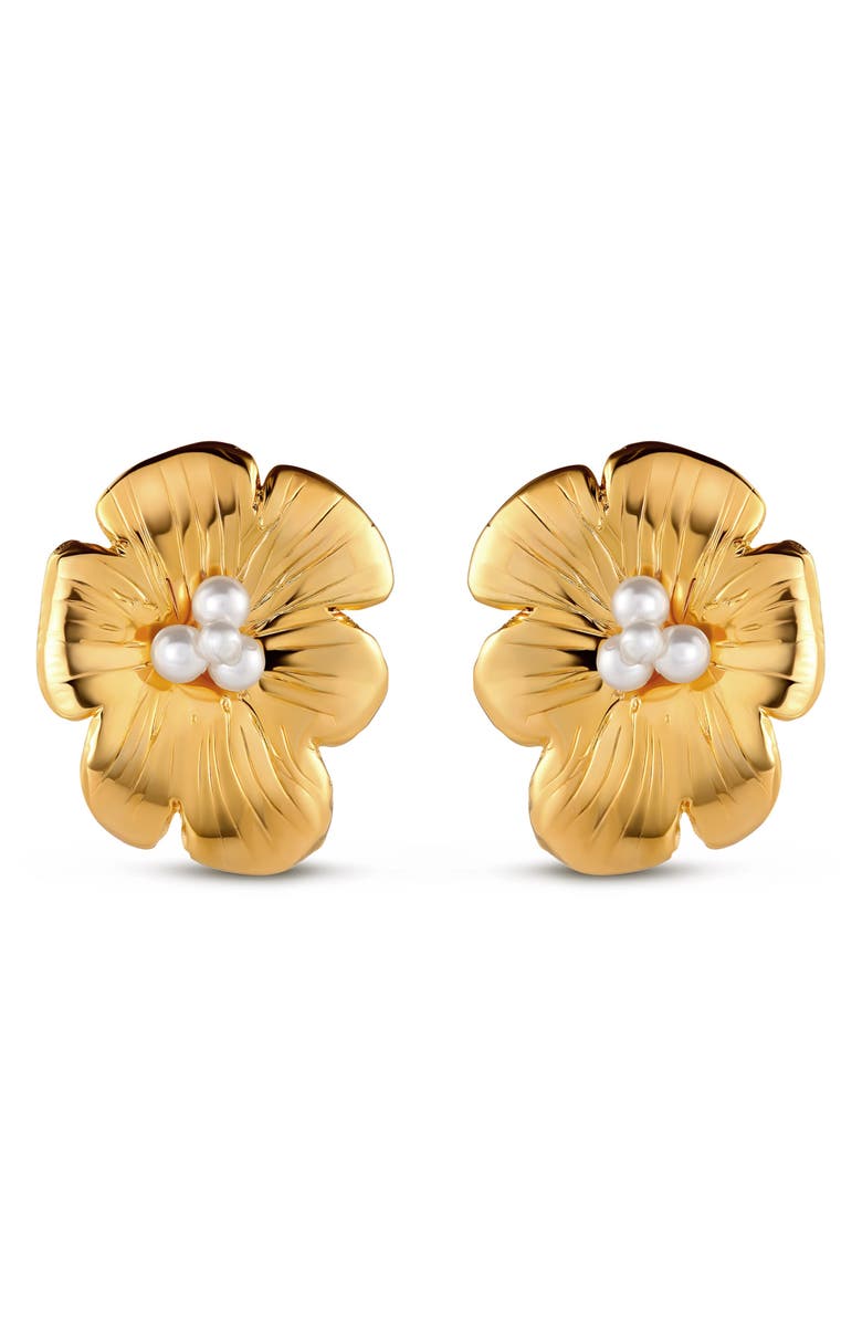 CHRISTINA CARUSO Small Poppy Stud Earrings, Main, color, 14K Gold