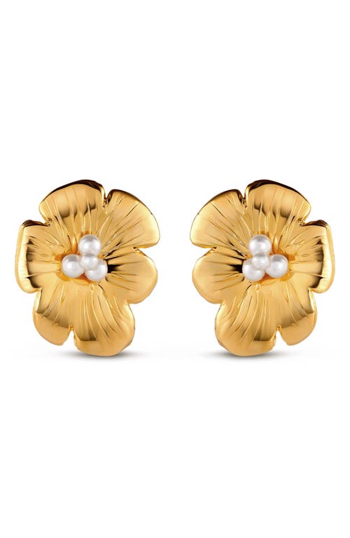 Christina Caruso Small Poppy Stud Earrings In 14k Gold