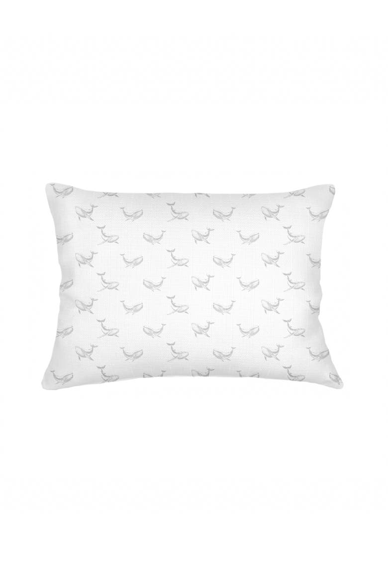 Whale Watch Linen Pillow with Down Insert, Alternate, color, Grey