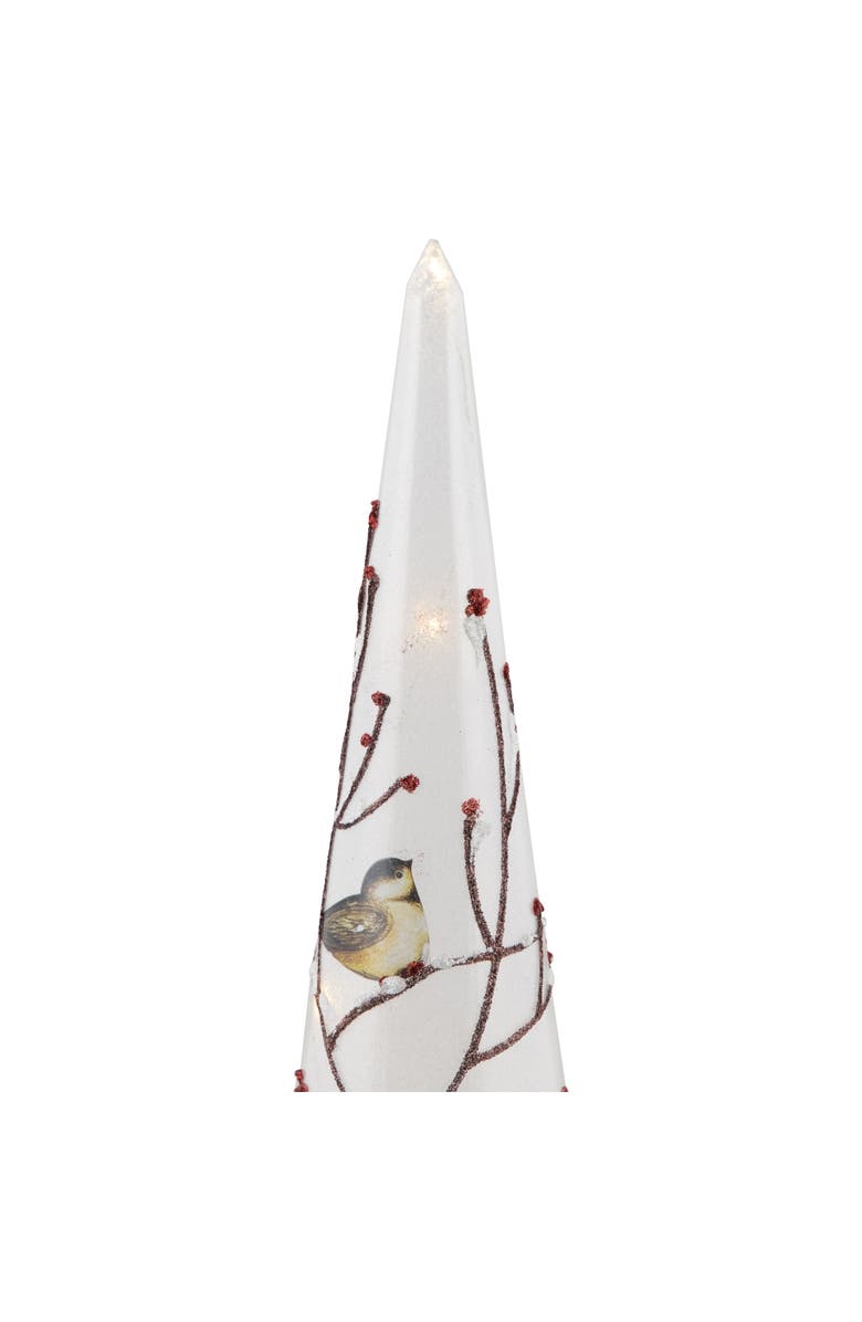 Northlight LED Lighted Birds on Branches Frosted Glass Cone Christmas TreeDecoration - 16", Alternate, color, White