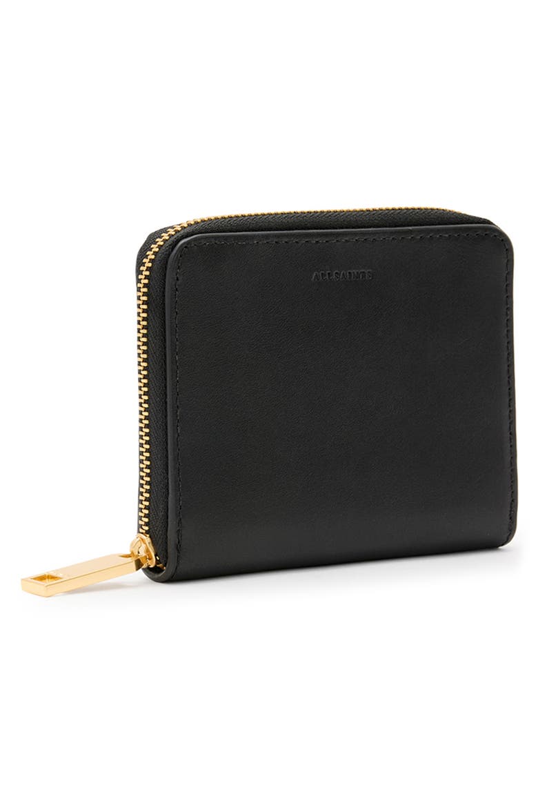 Lena Hex Leather Zip Wallet, Alternate, color, BLACK