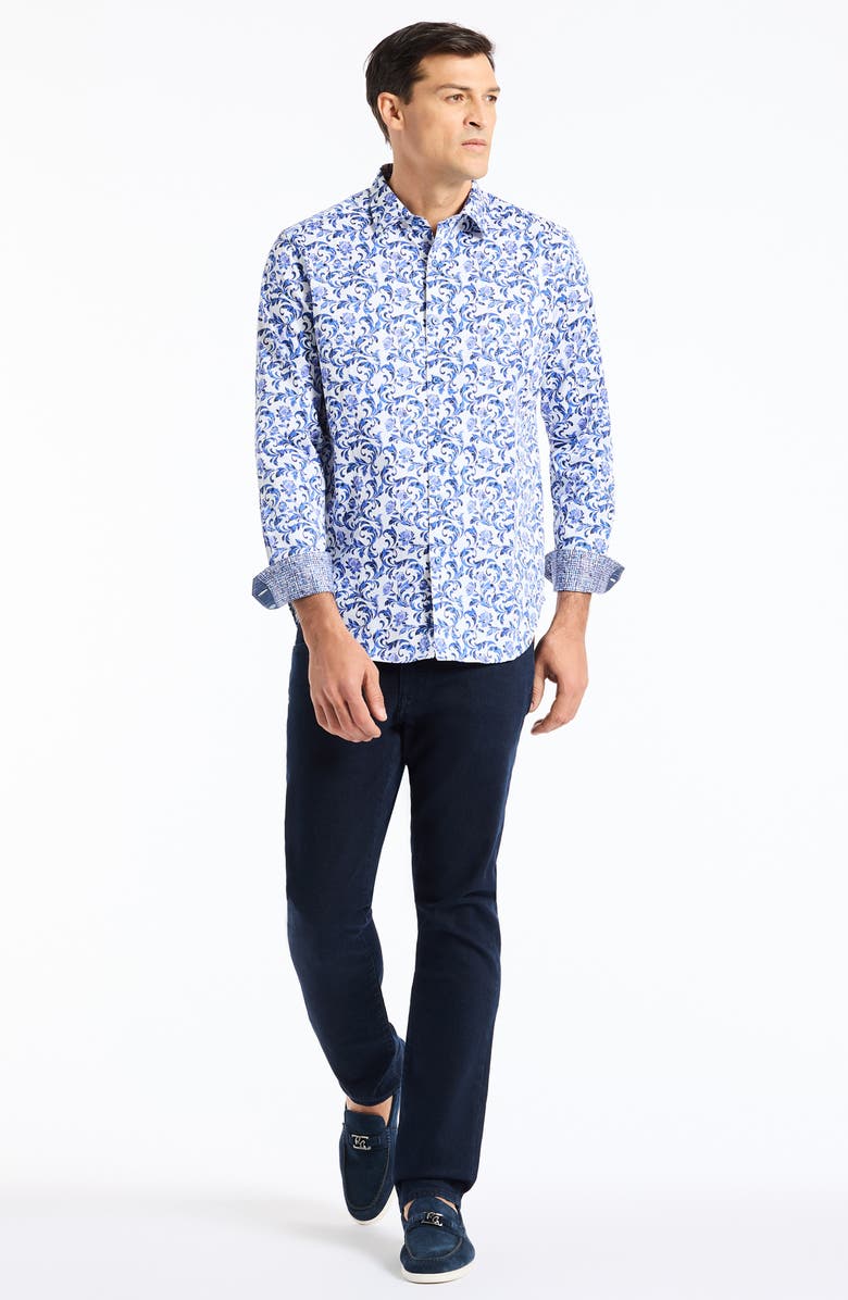 Robert Graham Aslan Cotton Button-Up Shirt, Alternate, color, Blue Multi