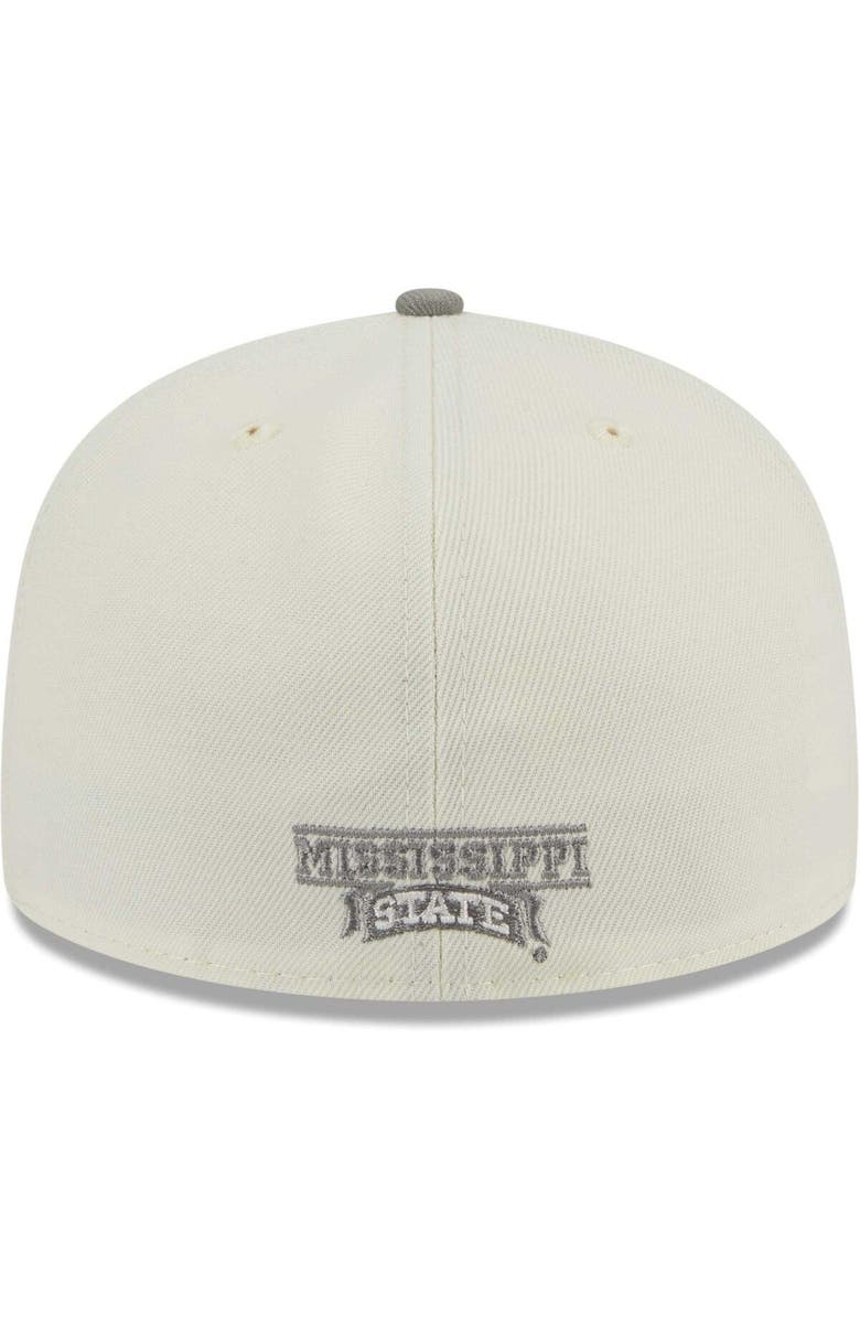 New Era Men's New Era Stone/Gray Mississippi State Bulldogs Chrome & Concrete 59FIFTY Fitted Hat, Alternate, color, Cream