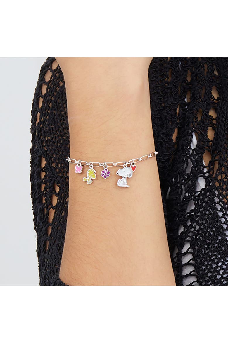 Snoopy Enamel Charm Woodstock Bracelet, Alternate, color, Silver