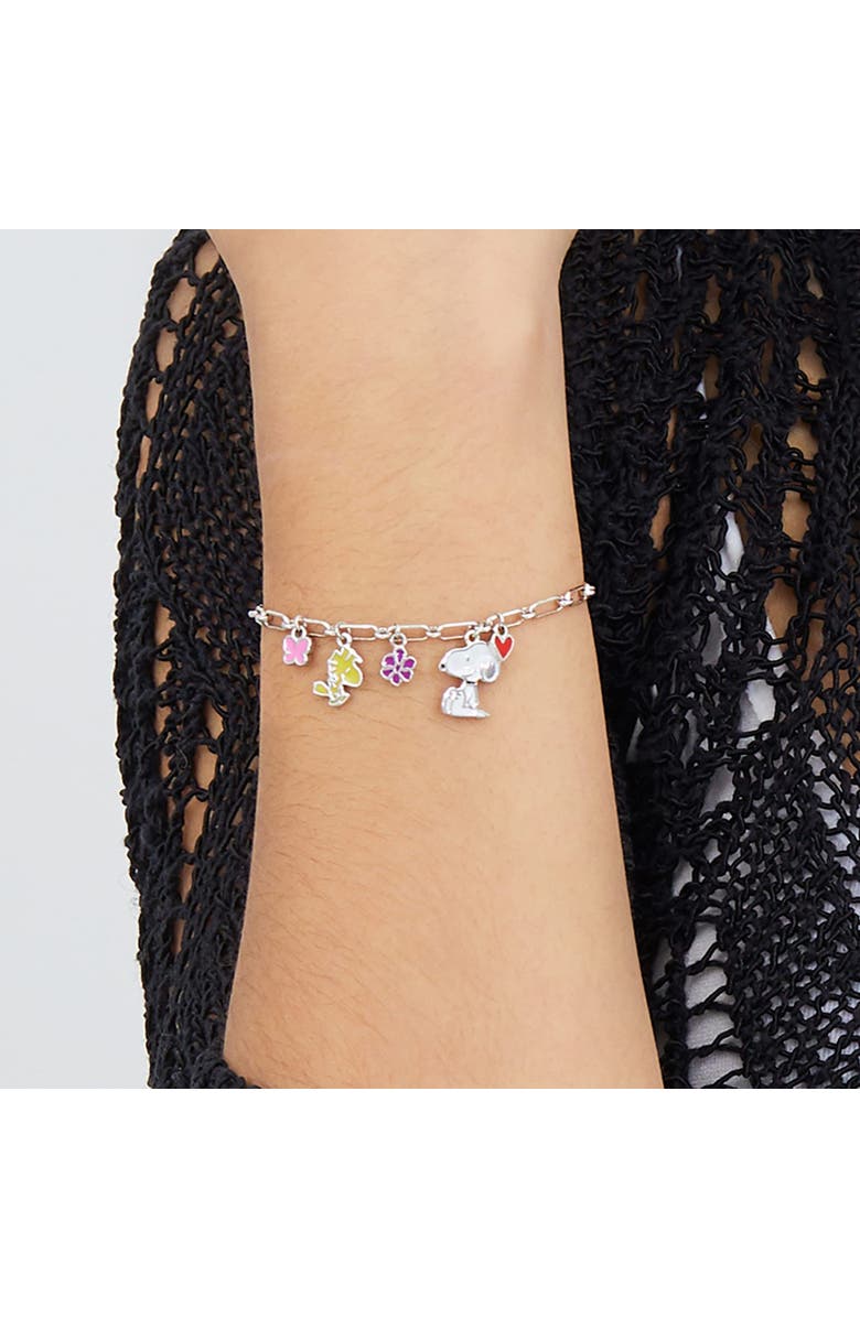 PEANUTS Snoopy Enamel Charm Woodstock Bracelet, Alternate, color, Silver