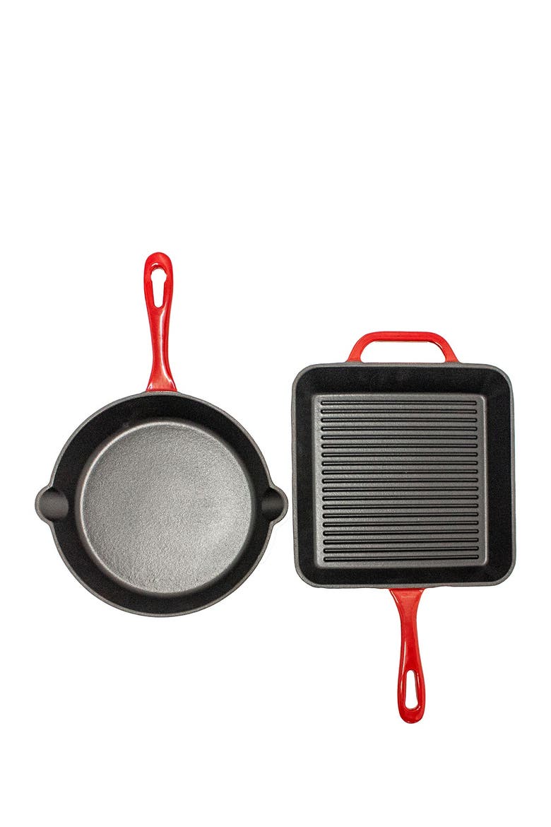 2-Piece Enamel on Cast Iron Set, Red, Main, color, RED