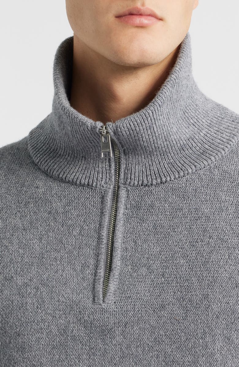 FRAME Half Zip Wool & Cotton Sweater, Alternate, color, Grey Melange