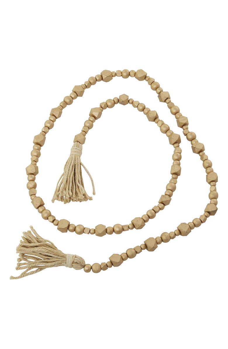 WILLOW ROW Bohemian Mango Wood Garland, Alternate, color, Gold