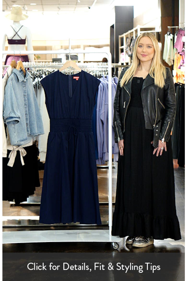 Smock Waist V-Neck Cotton Midi Dress video