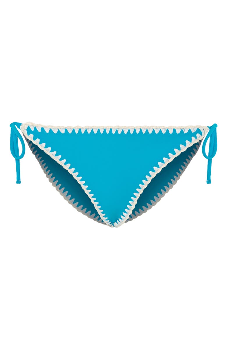 Milly Whipstitch Detail String Bikini Bottoms, Alternate, color, Teal