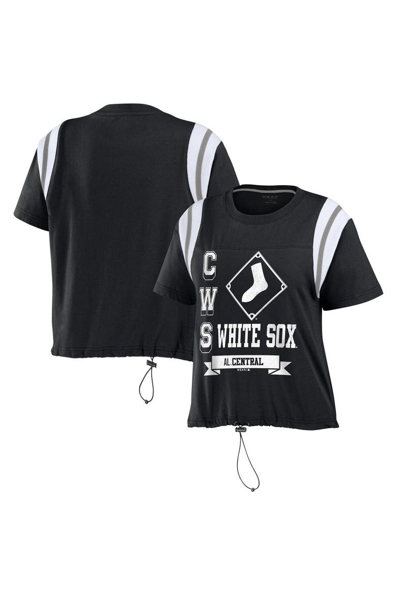 Women's WEAR by Erin Andrews Black Chicago White Sox Cinched Colorblock T-Shirt, Main, color, Black