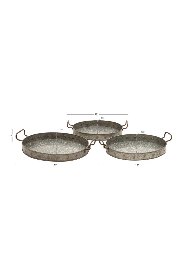 Farmhouse Set of 3 Metal Trays, Alternate, color, GRAY