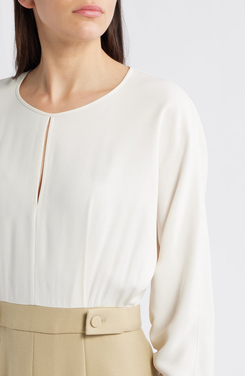 BOSS Ditela Mixed Media Dress, Alternate, color, Light Beige Combo