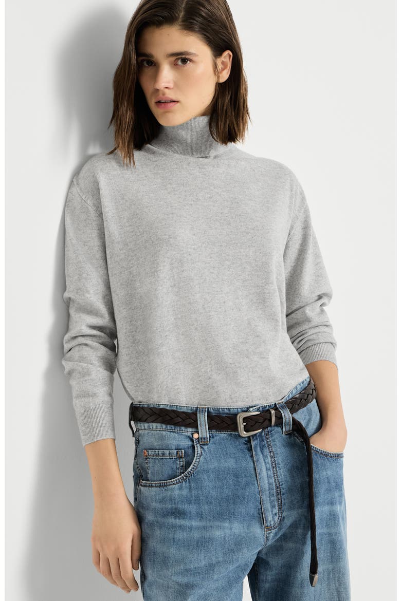 Cashmere turtleneck sweater with monili, Alternate, color, Pebble