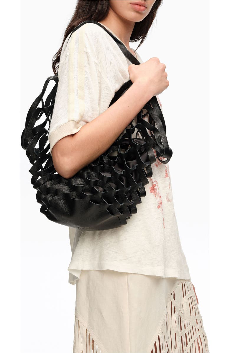 Bimba y Lola Leather Cala Bag, Alternate, color, Black
