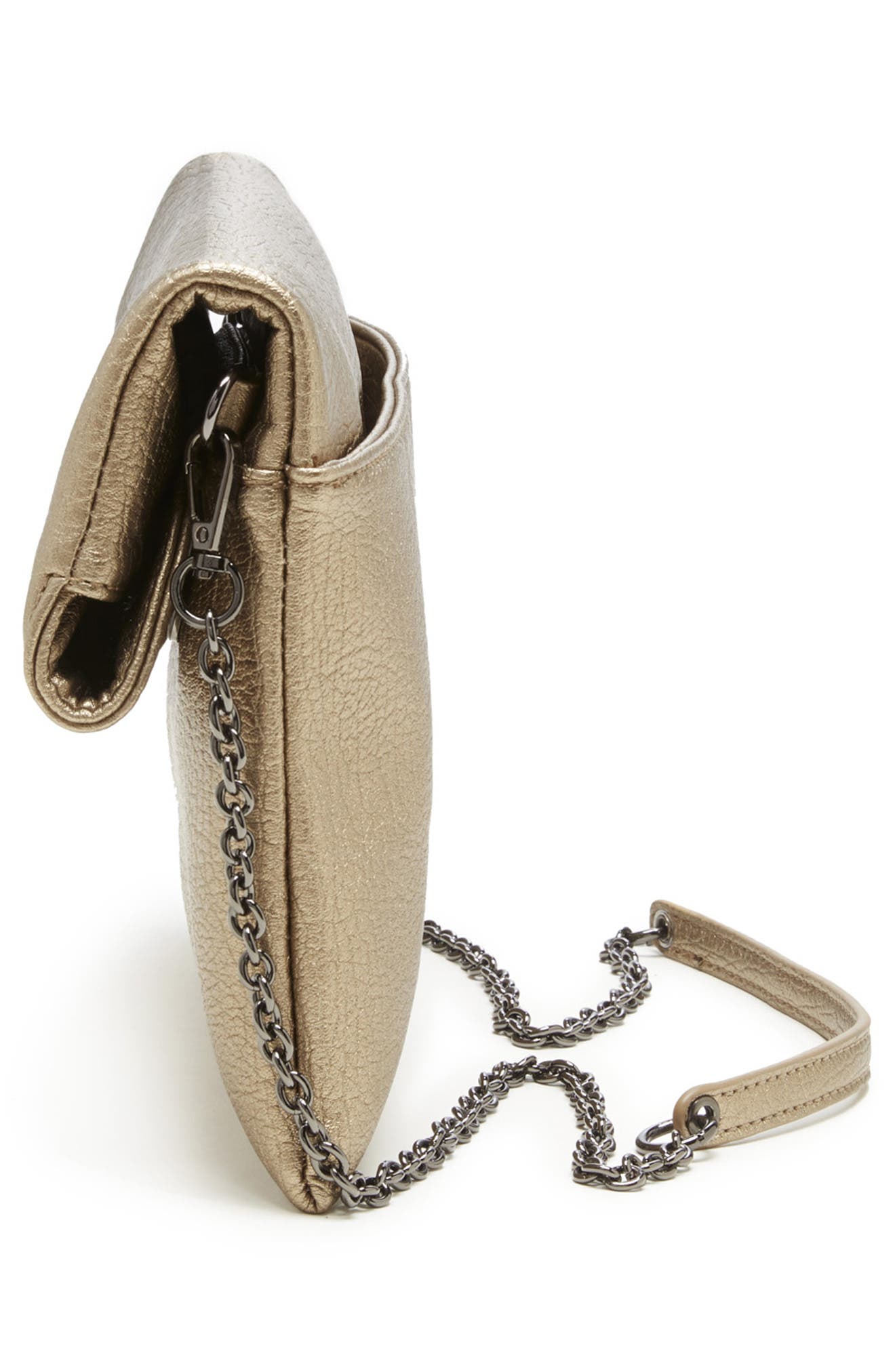Sole Society Yotam Metallic Faux Leather Clutch, Alternate, color, 