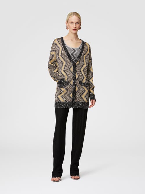 MISSONI MISSONI OVERSIZED CARDIGAN WITH MACRO ZIG ZAG AND SEQUINS 
