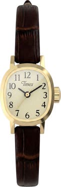 Timex® Cavatina Leather Strap Watch