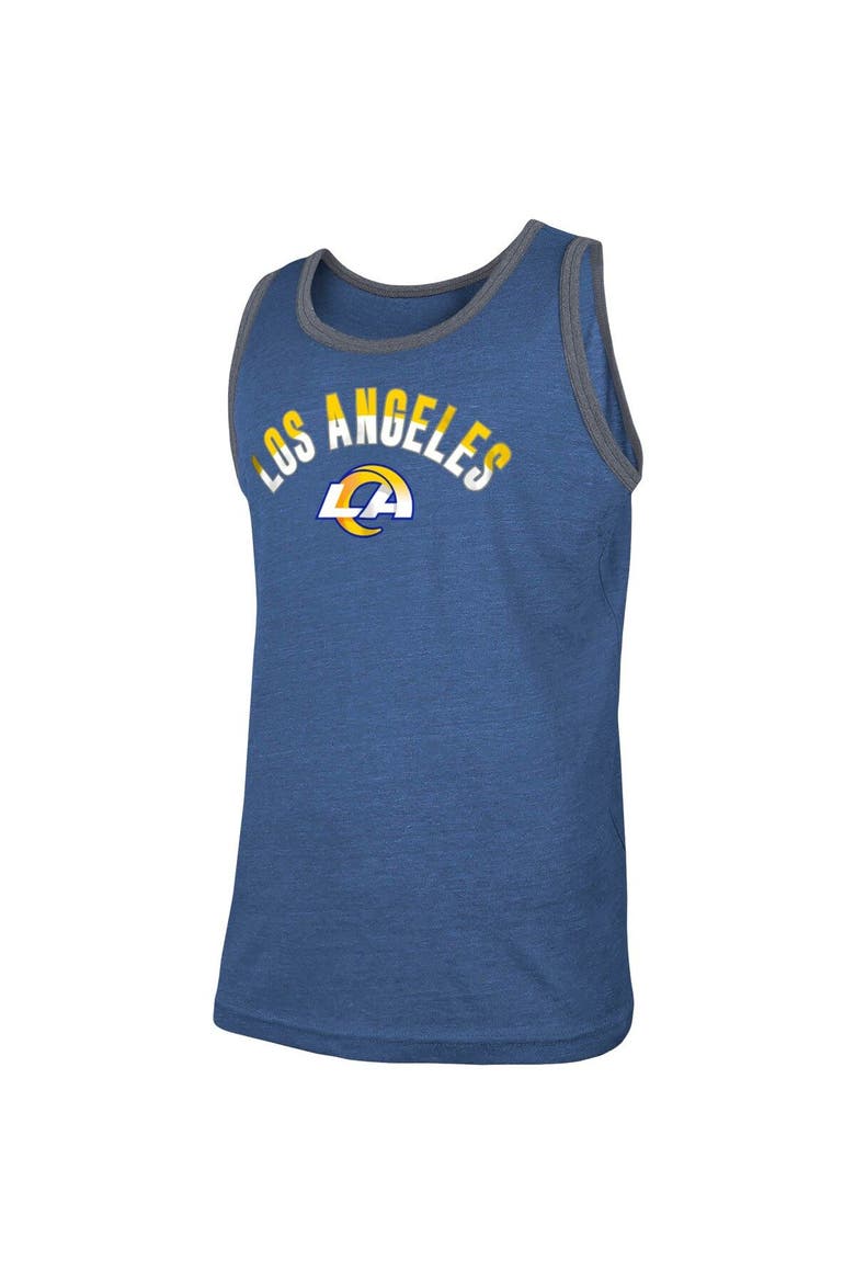Men's New Era Heathered Royal Los Angeles Rams Ringer Tri-Blend Tank Top, Alternate, color, Heather Royal