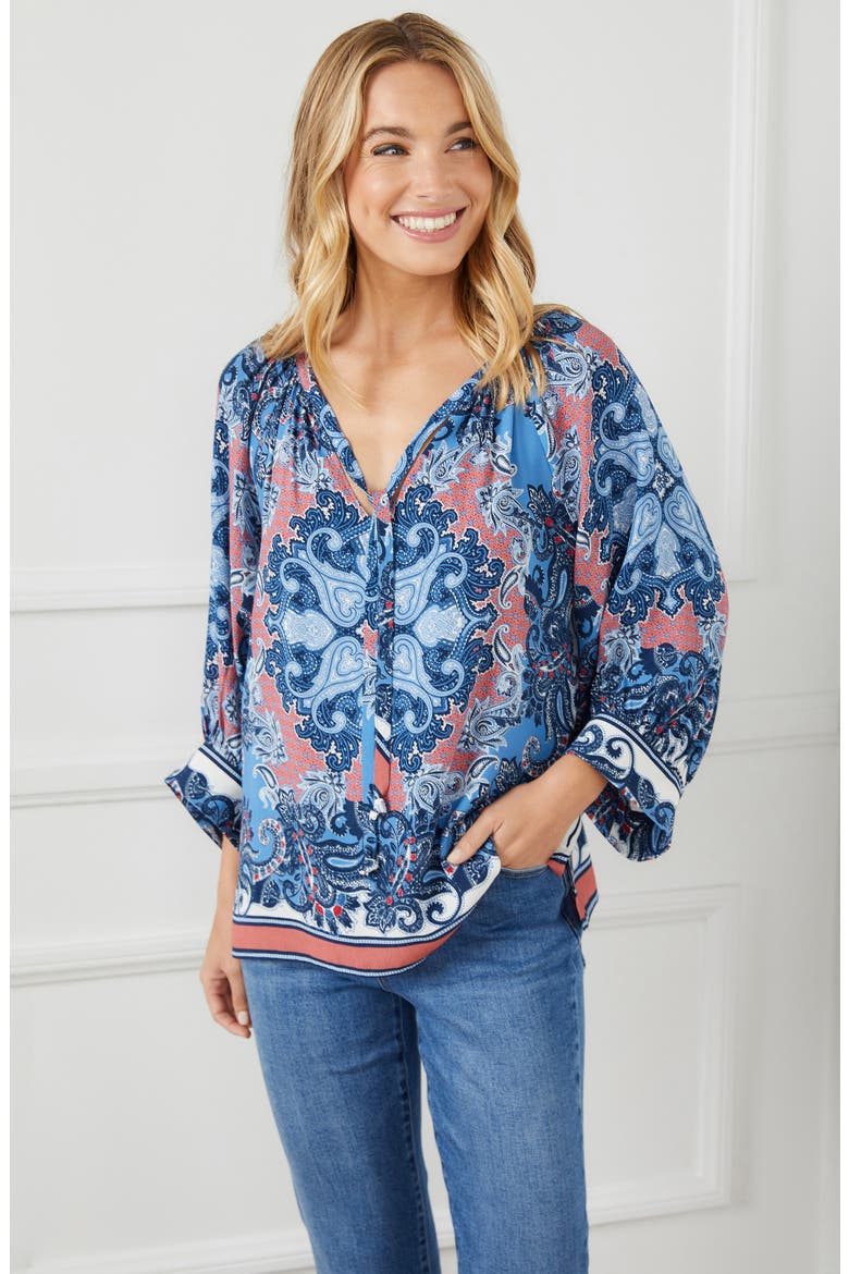 Paisley Ruffle Top, Alternate, color, PRINT