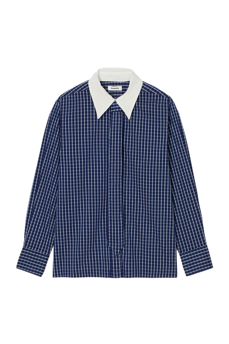 Checkered shirt with removable tie, Alternate, color, Blue / black