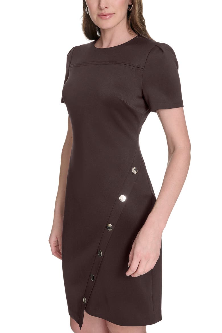 Short Sleeve Scuba Sheath Dress, Alternate, color, MINK