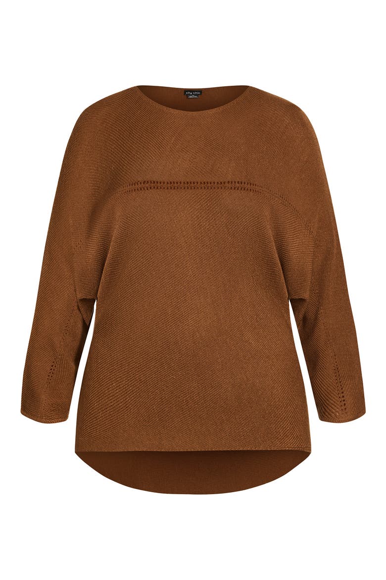 Romance One-Shoulder Sweater, Alternate, color, CHOCOLATE