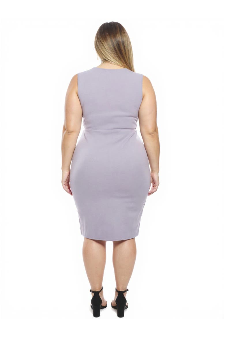 Plus Size Solid V-Neck Sleeveless Faux Wrap Tulip Hem Midi Dress, Alternate, color, Lavender