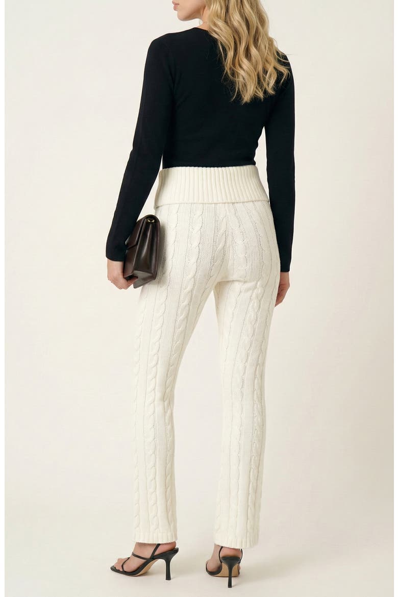 Cable Knit Pull On Pants, Alternate, color, White