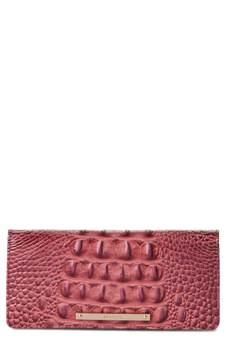 Brahmin Ady Croc Embossed Leather Wallet, Main, color, Coquette Ombre Melbourne