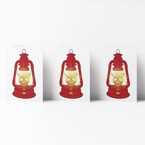 Winter/Holiday Greeting Card Pack Sets (3 ct) Classic Oil Lamp