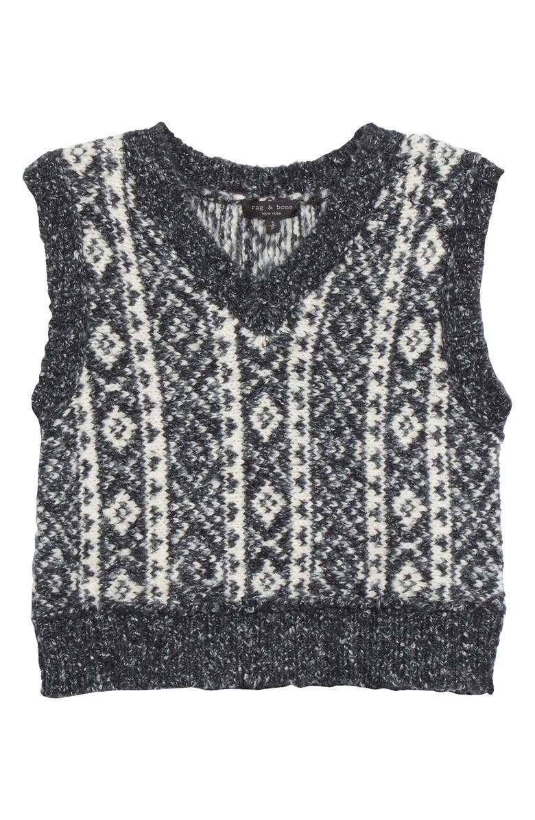 rag & bone Maisie Alpaca & Cotton Blend Sweater Vest, Alternate, color, Black/ White