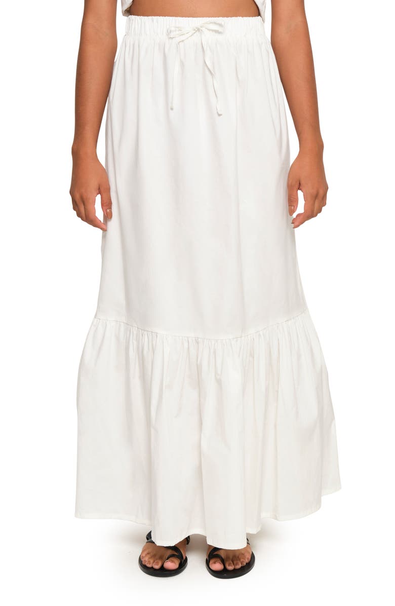 The Lulo Project Crustacean Stretch Cotton Maxi Skirt, Main, color, Crudo